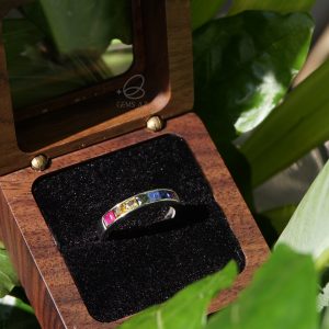 G0002-Nhẫn vàng trắng 14k 7 màu  (0,922 chỉ)