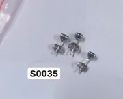 S0035-Hoa tai sapphire xanh tròn basic 5mm S925 chuôi đẩy