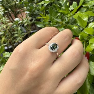 S0007-Nhẫn sapphire xanh oval  6,4x5,0mm S925