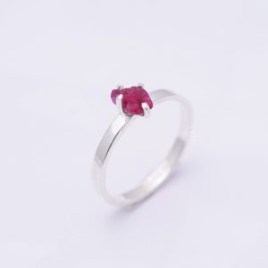 S0013-Nhẫn ruby thô chấu 925