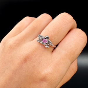 S0015-Nhẫn sen đá ruby, sapphire S925