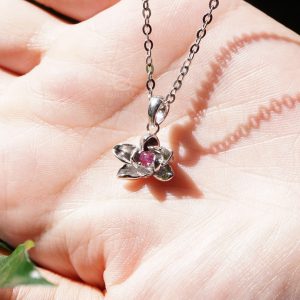 S0017-Mặt dây chuyền sen đá ruby, sapphire S925