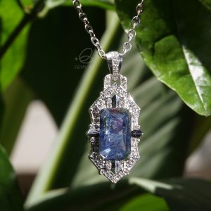 S0023-Mặt dây chuyền bạc sapphire xanh HR chiếc khiên S925