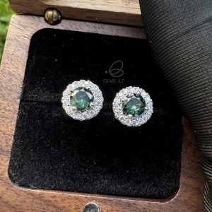 S0025-Hoa tai sapphire xanh tròn M 4.0mm S925